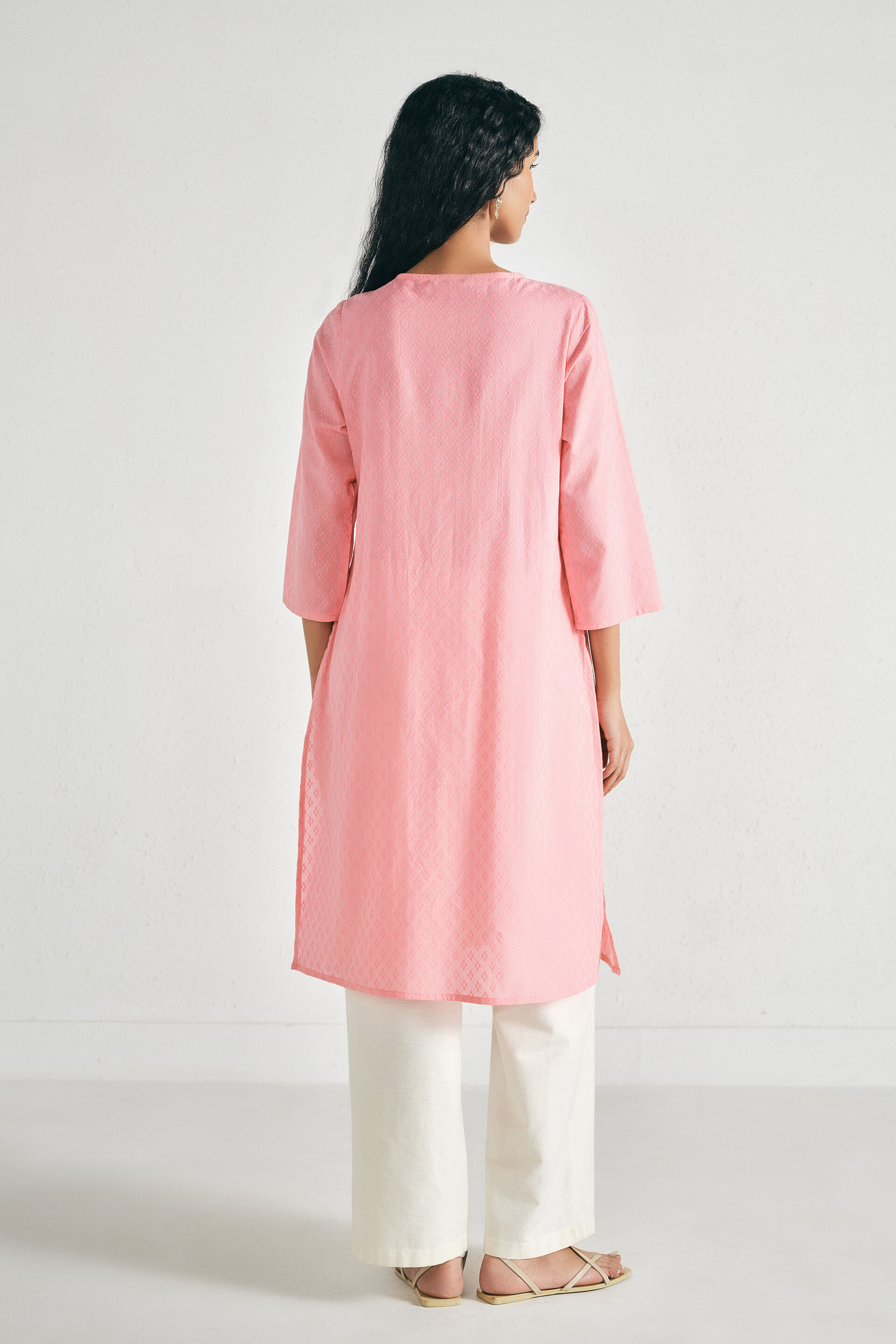 Soft Bloom Cotton Kurta, Pink, image 5